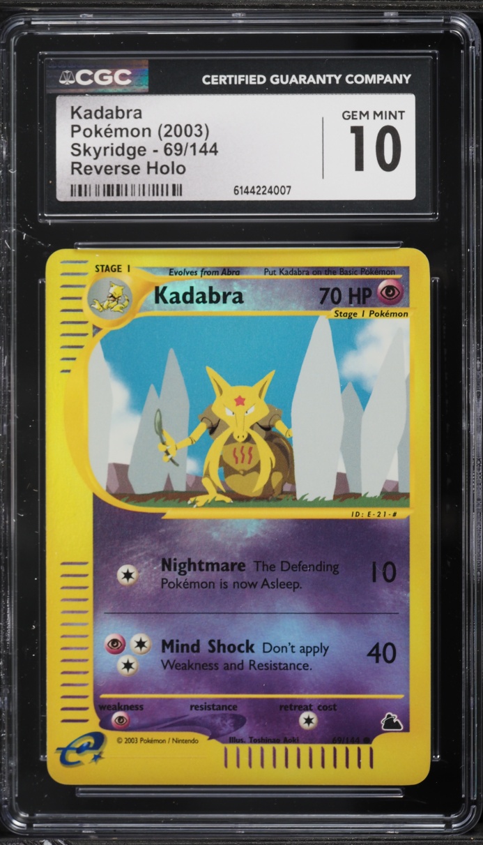 2003 Pokemon Skyridge Reverse Holo Kadabra #69 CGC 10 GEM MINT