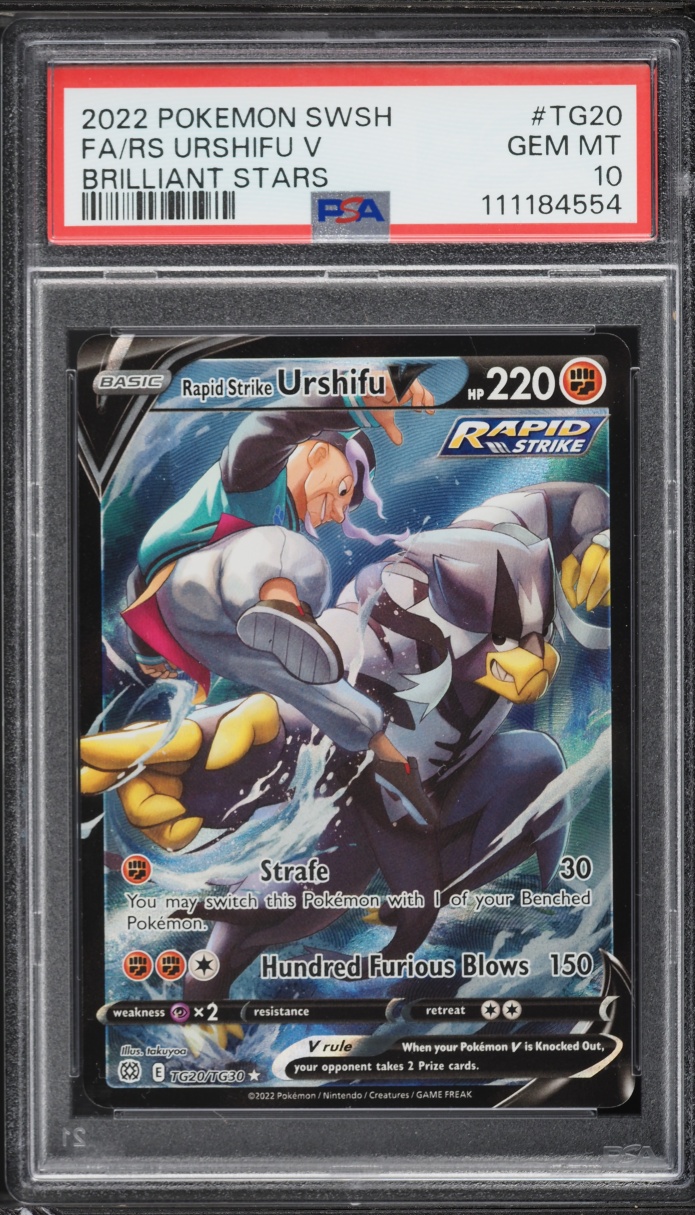 2022 Pokemon SWSH Brilliant Stars CHR Rapid Strike Urshifu V #TG20 PSA 10 GEM MINT