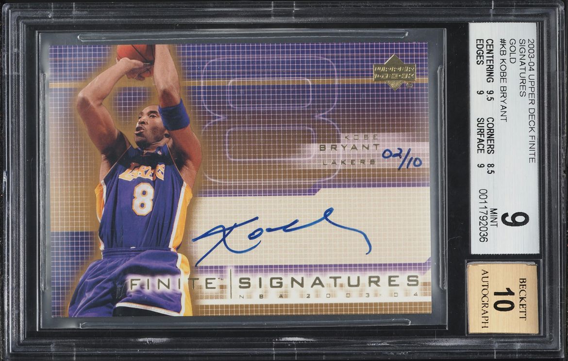 2003 Upper Deck Finite Signatures Gold Kobe Bryant AUTO /10 #KB BGS 9 MINT