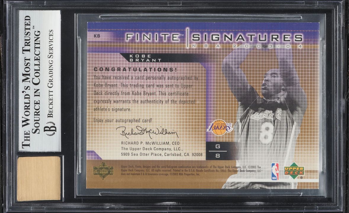 2003 Upper Deck Finite Signatures Gold Kobe Bryant AUTO /10 #KB BGS 9 MINT