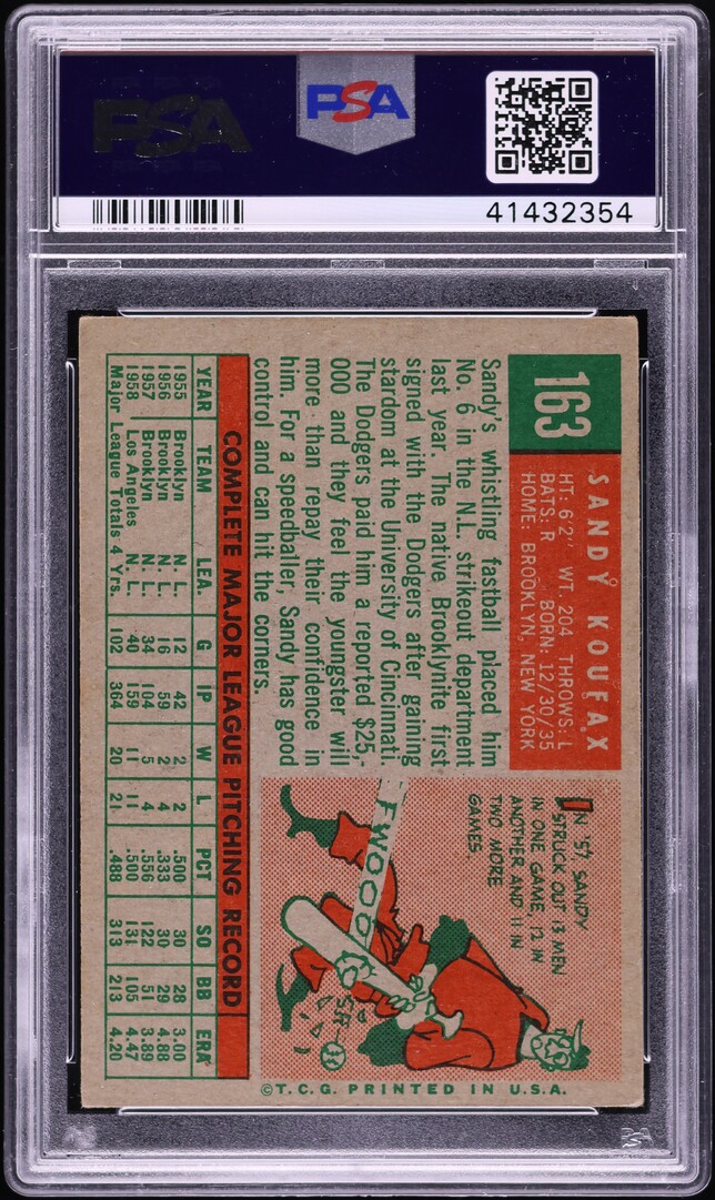 1959 Topps Sandy Koufax #163 PSA 4.5 VGEX+