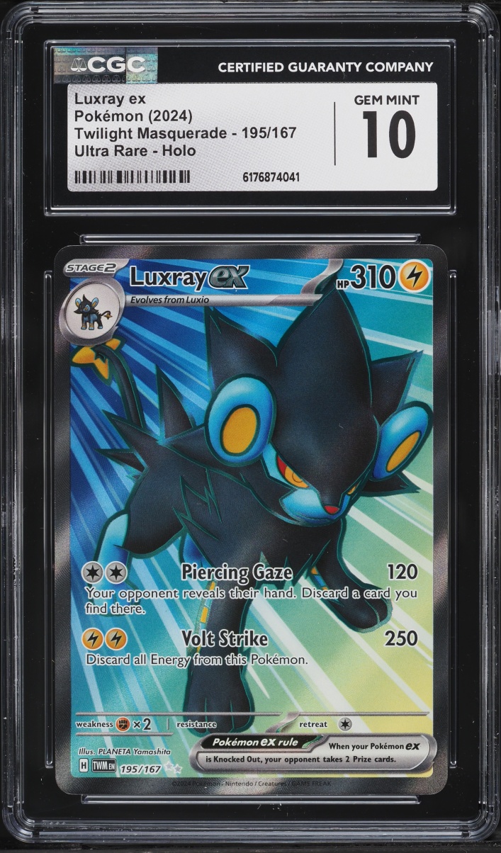 2024 Pokemon Scarlet & Violet Twilight Masquerade Full Art Luxray ex #195 CGC 10 GEM MINT