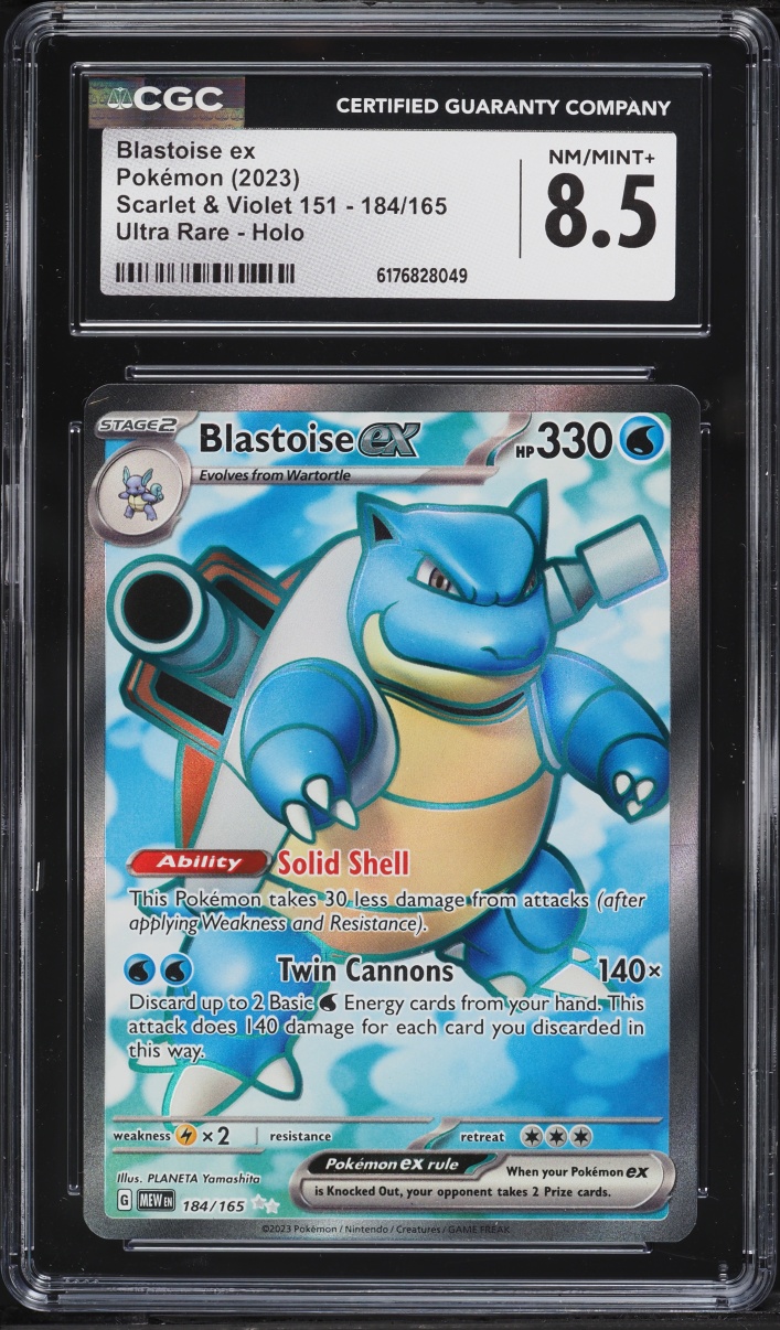 2023 Pokemon Scarlet & Violet 151 Full Art Blastoise ex #184 CGC 8.5 NM-MT+