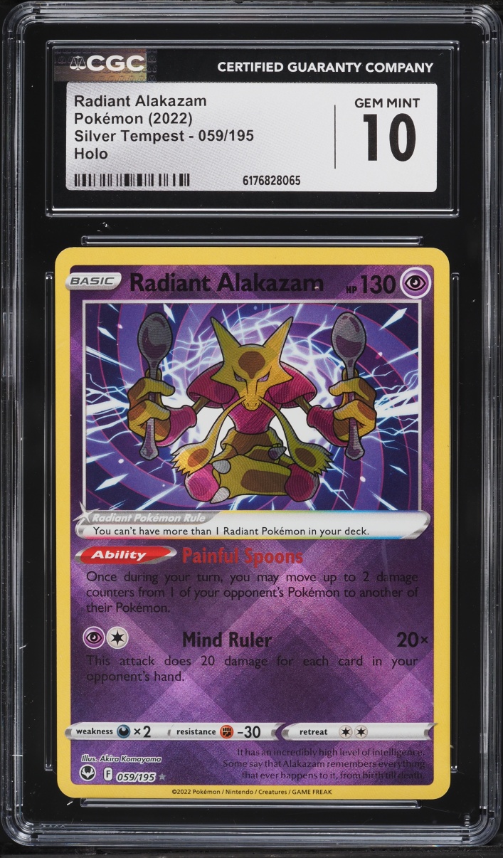 2022 Pokemon Sword & Shield Silver Tempest Holo Radiant Alakazam #59 CGC 10 GEM MINT