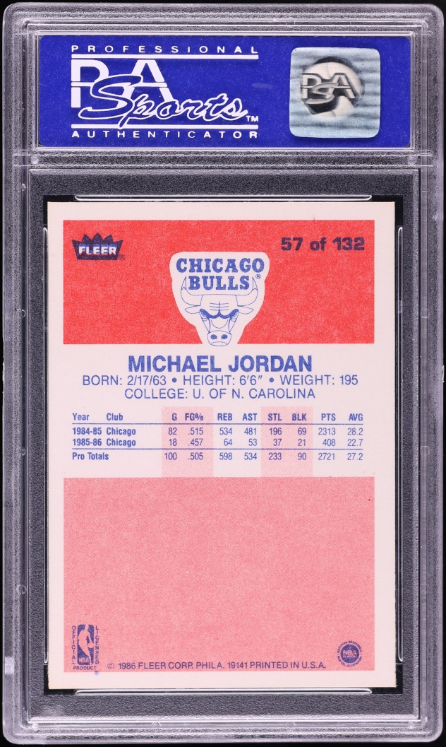 1986 Fleer Basketball Michael Jordan ROOKIE #57 PSA 9 MINT