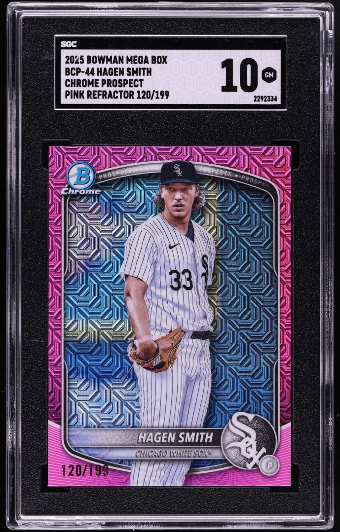 2025 Bowman Chrome Mega Box Pink Refractor Hagen Smith PROSPECT /199 #BCP-44 SGC 10 GEM MINT