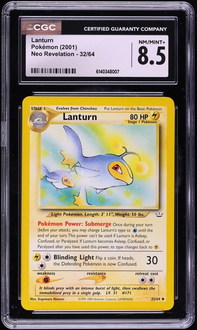 2001 Pokemon Neo Revelation Lanturn #32 CGC 8.5 NM-MT+
