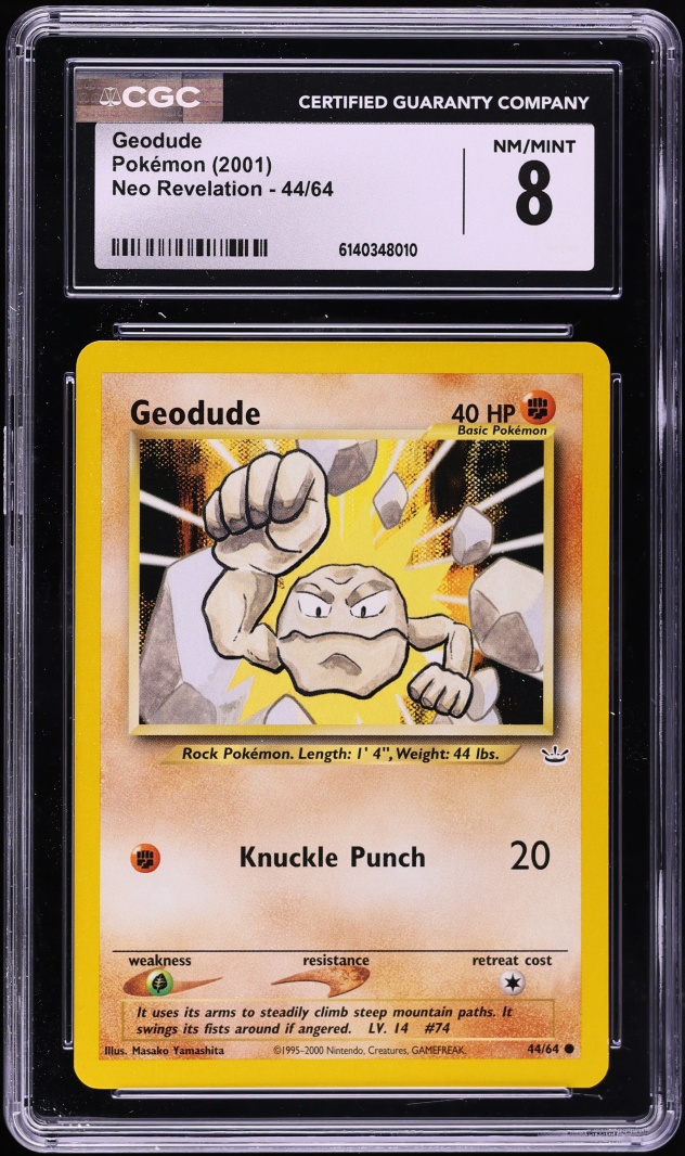 2001 Pokemon Neo Revelation Geodude #44 CGC 8 NM-MT