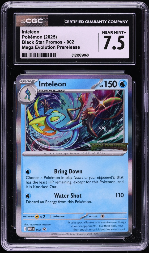 2025 Pokemon SV Black Star Promos Mega Evolution Prerelease Inteleon #002 CGC 7.5 NRMT+