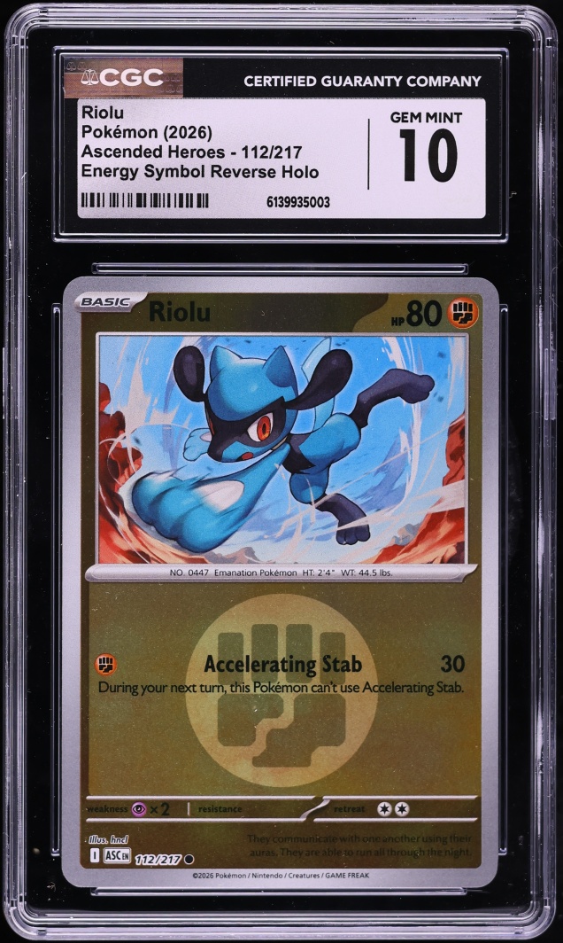 2026 Pokemon Mega Ascended Heroes Energy Symbol Reverse Holo Riolu #112 CGC 10 GEM MINT