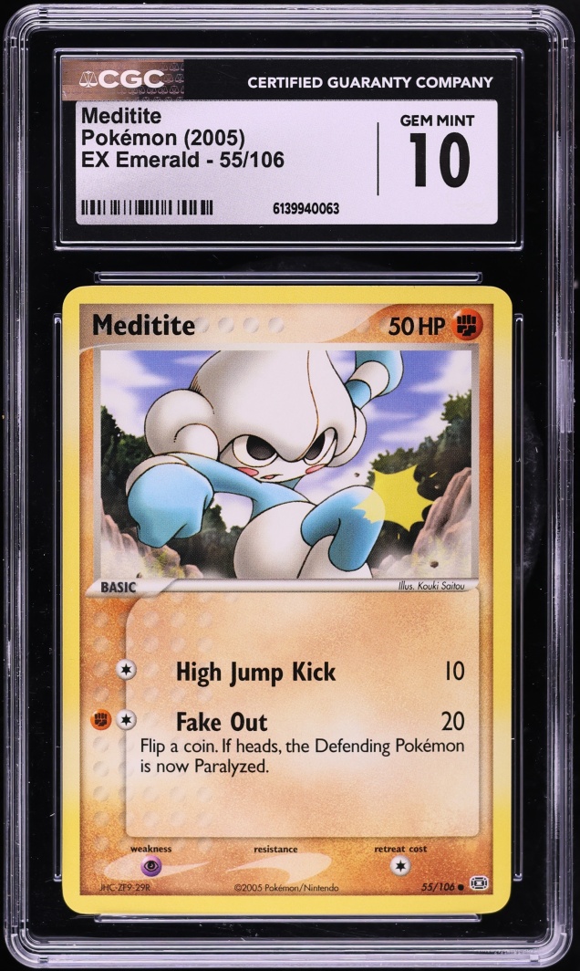 2005 Pokemon EX Emerald Meditite #55 CGC 10 GEM MINT