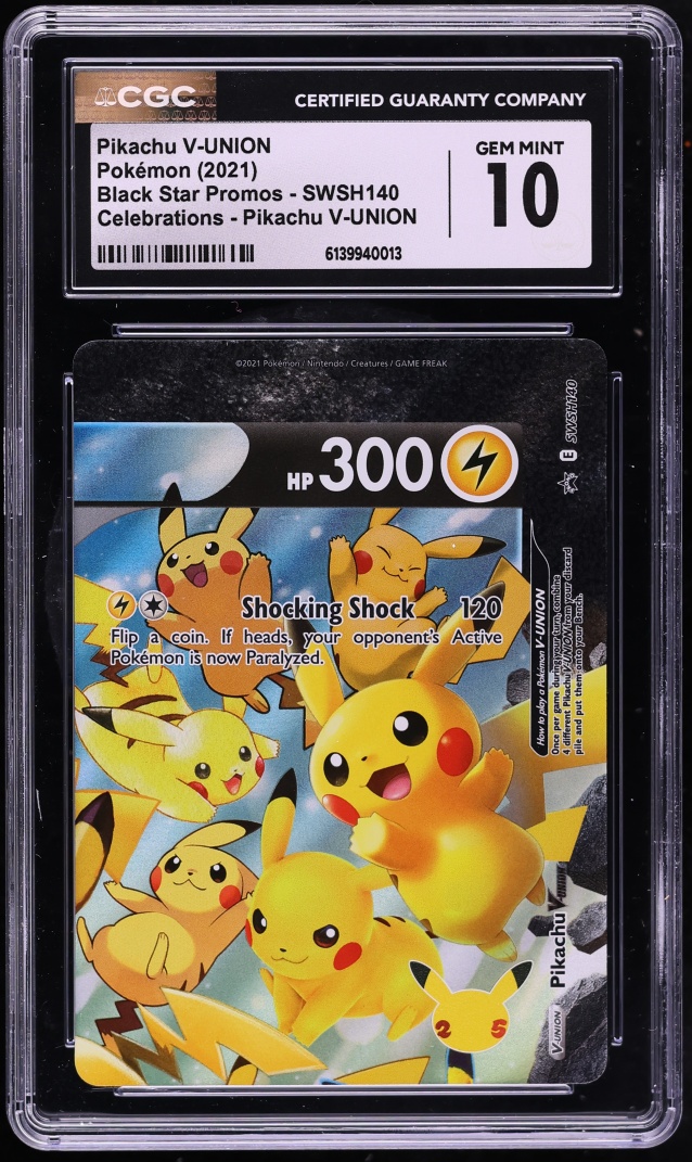 2021 Pokemon Sword & Shield Promo Celebrations Holo Pikachu V-UNION #SWSH140 CGC 10 GEM MINT