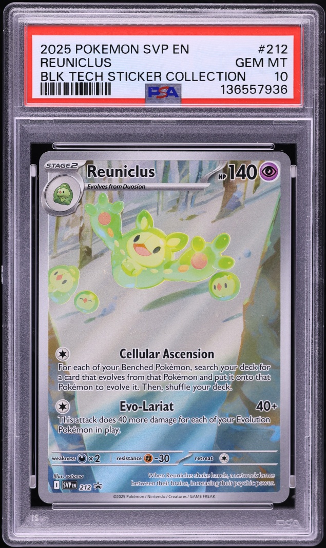2025 Pokemon SV Promo Black Bolt Tech Sticker Full Art Reuniclus #212 PSA 10 GEM MINT