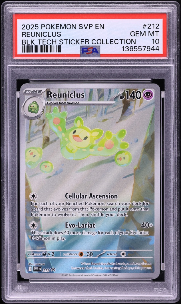 2025 Pokemon SV Promo Black Bolt Tech Sticker Full Art Reuniclus #212 PSA 10 GEM MINT