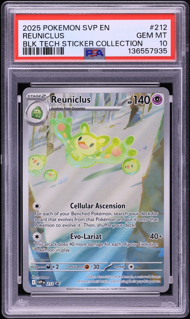 2025 Pokemon SV Promo Black Bolt Tech Sticker Full Art Reuniclus #212 PSA 10 GEM MINT