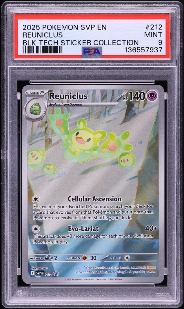 2025 Pokemon SV Promo Black Bolt Tech Sticker Full Art Reuniclus #212 PSA 9 MINT