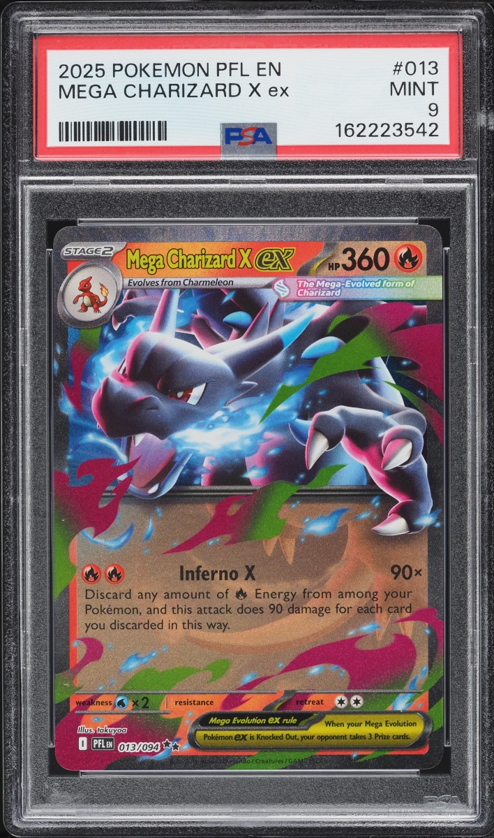 2025 Pokemon Mega Evolution Phantasmal Flames Mega Charizard X Ex #13 PSA 9 MINT