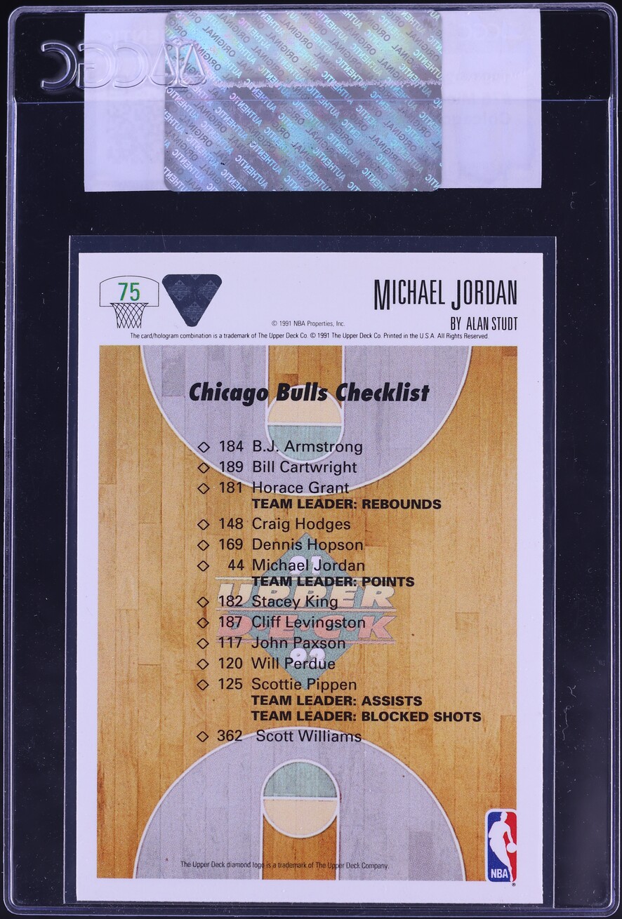 1991 Upper Deck Chicago Bulls Checklist Michael Jordan #75 CGC AUTH