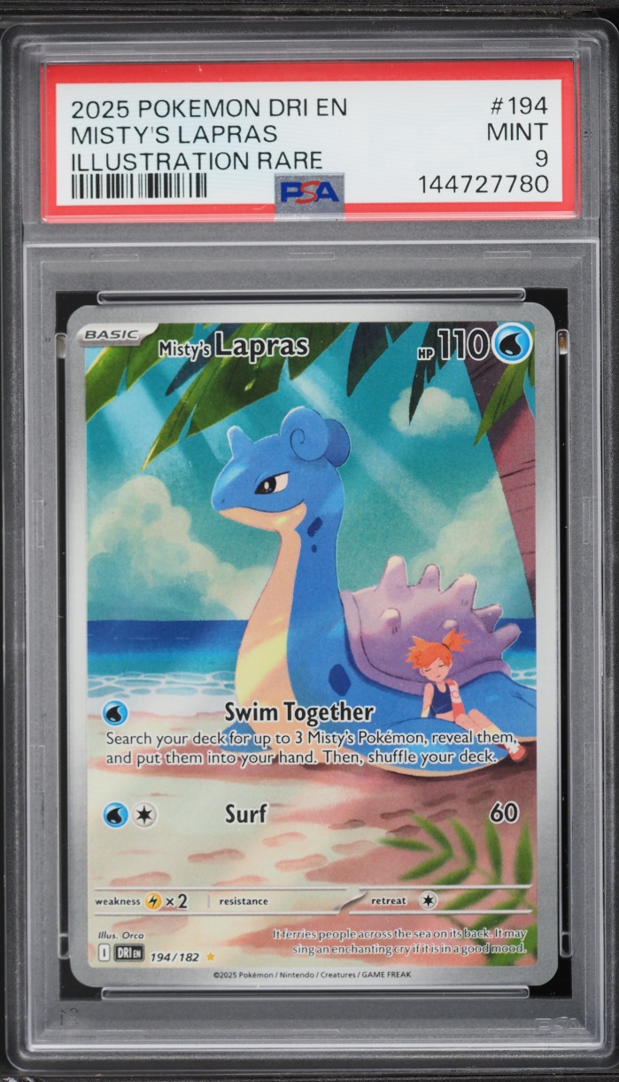 2025 Pokemon Scarlet & Violet Destined Rivals IR Misty's Lapras #194 PSA 9 MINT