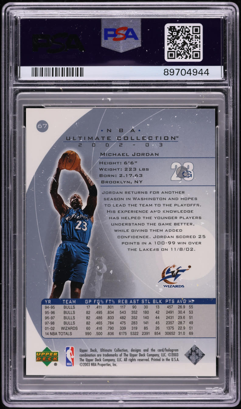 2002 Ultimate Collection Michael Jordan /750 #67 PSA 10 GEM MINT