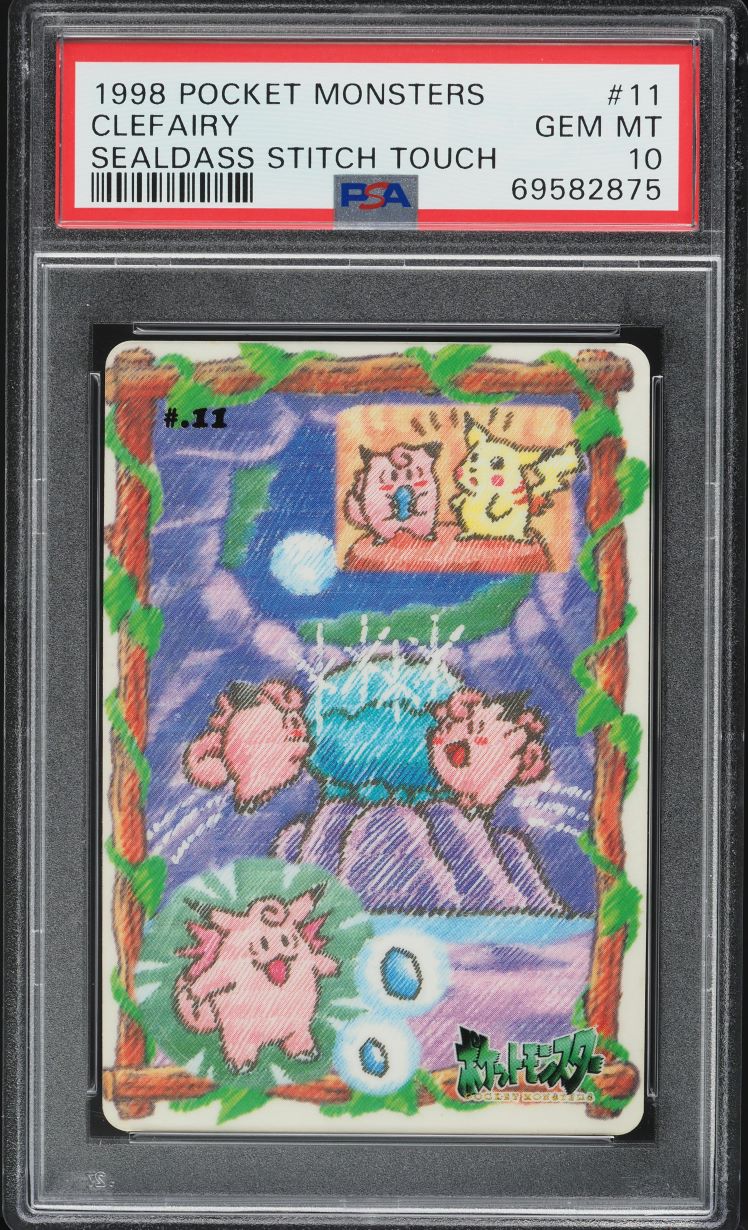 1998 Pokemon Japanese Sealdass Stitch Touch Clefairy #11 PSA 10 GEM MINT