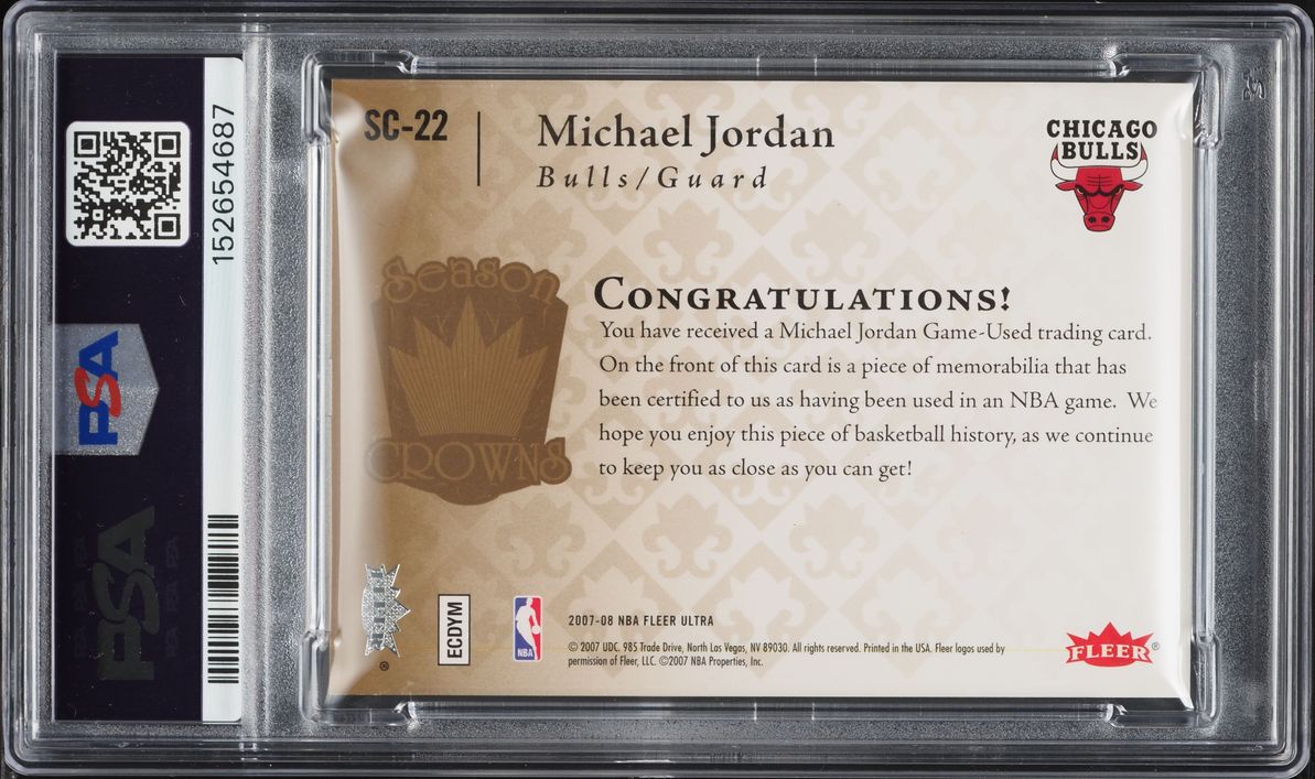 2007 Ultra Season Crowns Jersey Michael Jordan PATCH #SC-22 PSA 9 MINT
