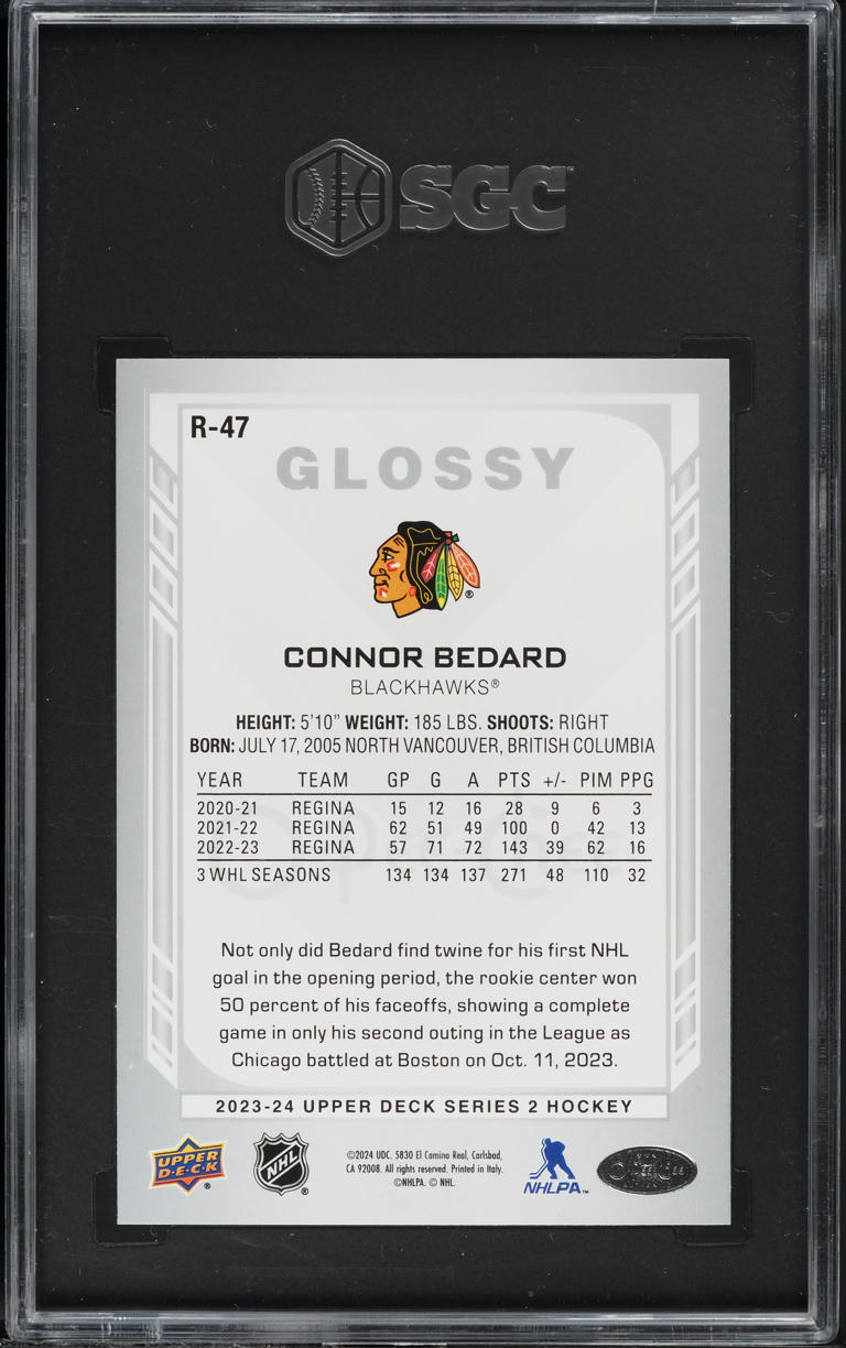 2023 Upper Deck O-Pee-Chee Glossy Connor Bedard ROOKIE #R-47 SGC 9 MINT