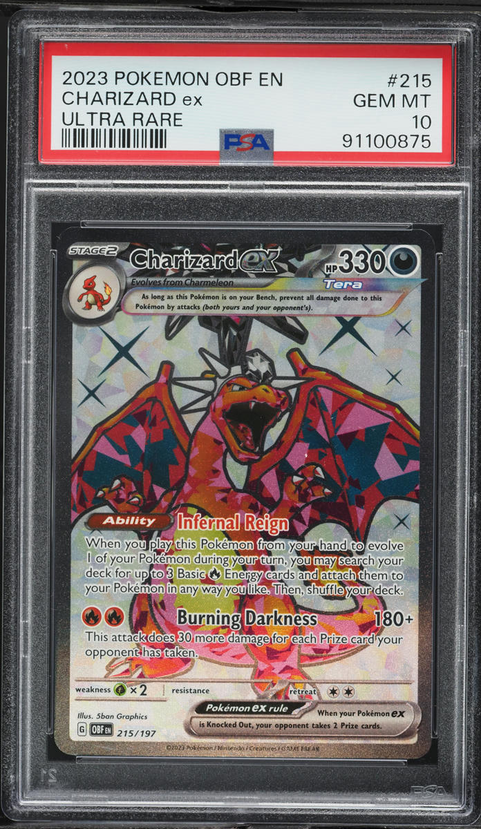2023 Pokemon Scarlet & Violet Obsidian Flames Full Art Charizard ex #215 PSA 10 GEM MINT