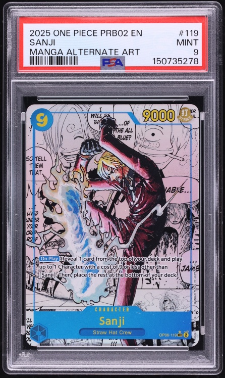 2025 One Piece Premium Booster The Best Vol. 2 SEC Manga Art Sanji #OP06-119 PSA 9 MINT