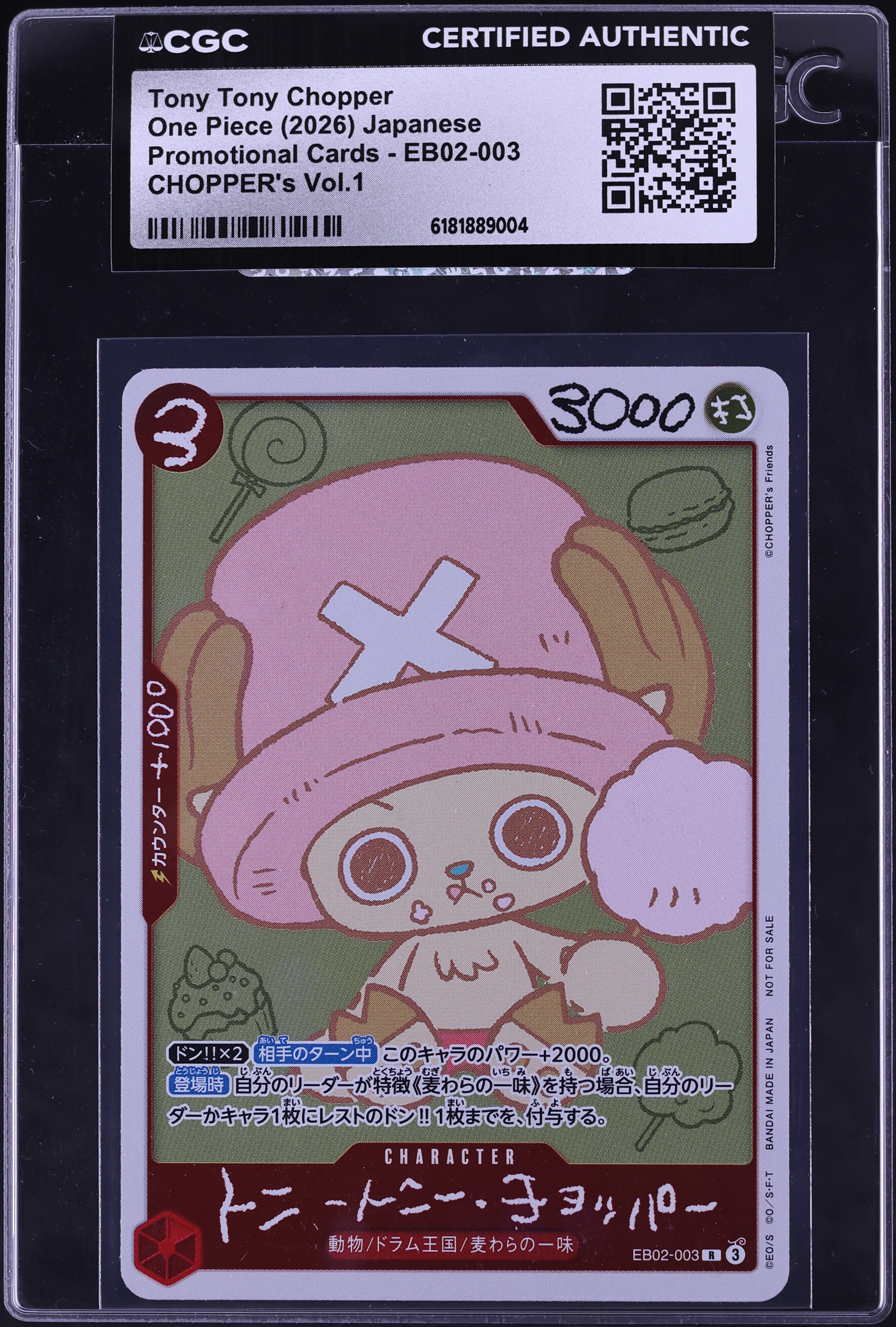 2026 One Piece Japanese Promo Chopper's Vol. 1 Tony Tony Chopper #EB02-003 CGC AUTH