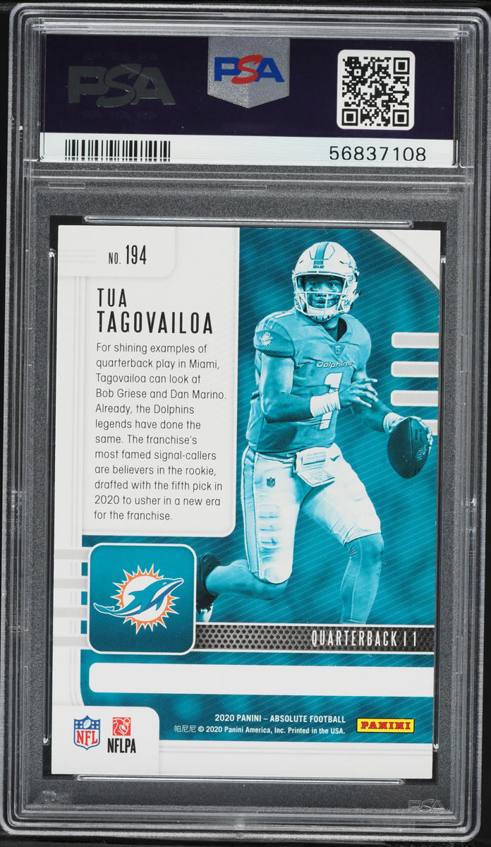 2020 Absolute Red Squares Tua Tagovailoa ROOKIE /199 #194 PSA 10 GEM MINT