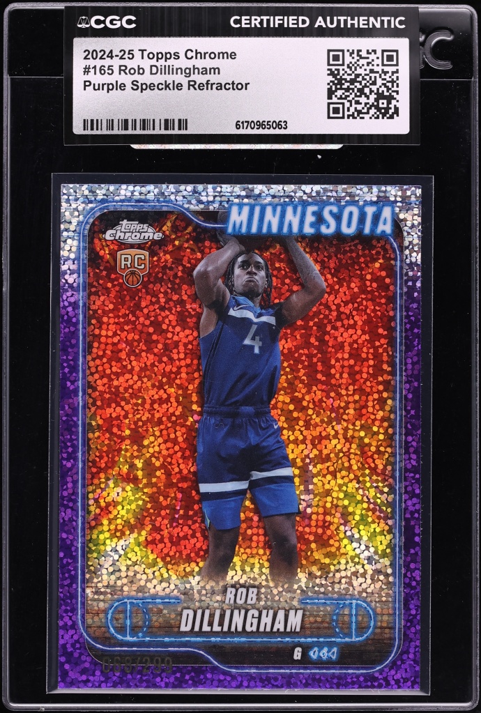 2024 Topps Chrome Purple Speckle Refractor Rob Dillingham ROOKIE /299 #165 CGC AUTH