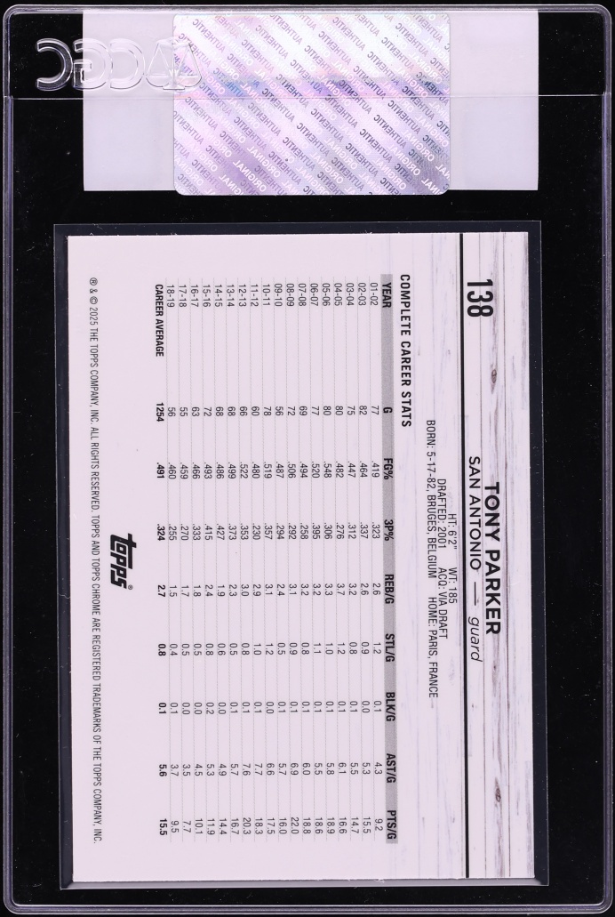 2024 Topps Chrome Green Wave Refractor Tony Parker /65 #138 CGC AUTH