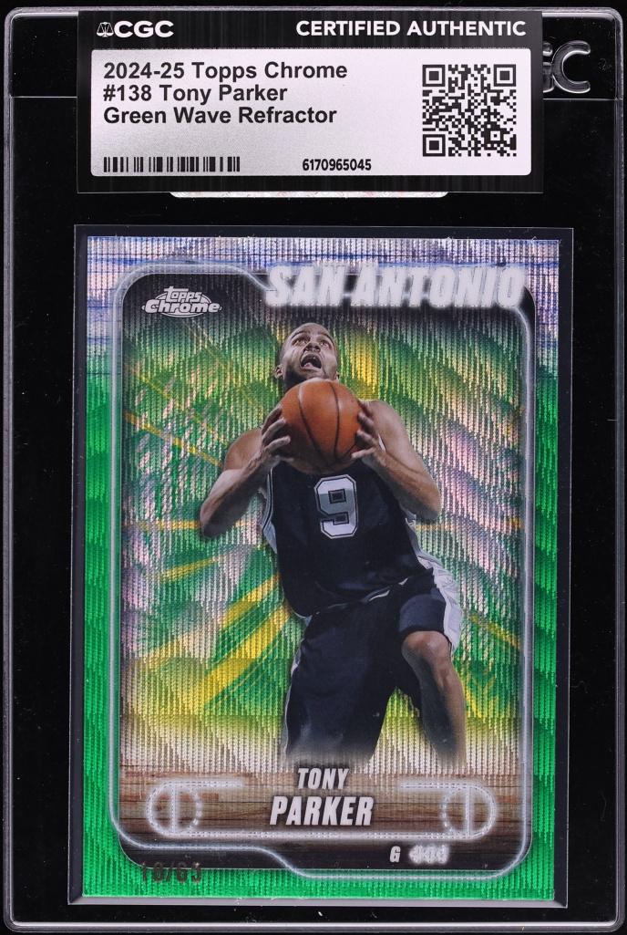 2024 Topps Chrome Green Wave Refractor Tony Parker /65 #138 CGC AUTH