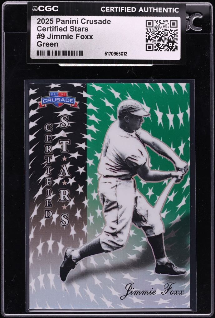 2025 Panini Crusade Certified Stars Green Jimmie Foxx /249 #9 CGC AUTH