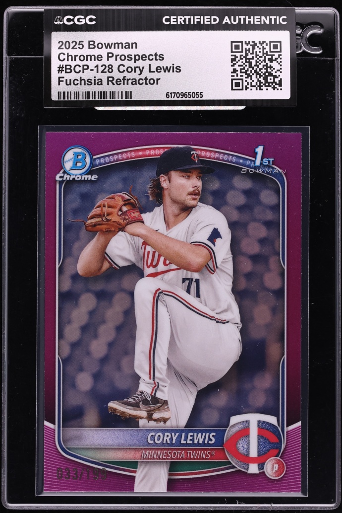 2025 Bowman Chrome Fuchsia Refractor Cory Lewis PROSPECT /199 #BCP-128 CGC AUTH