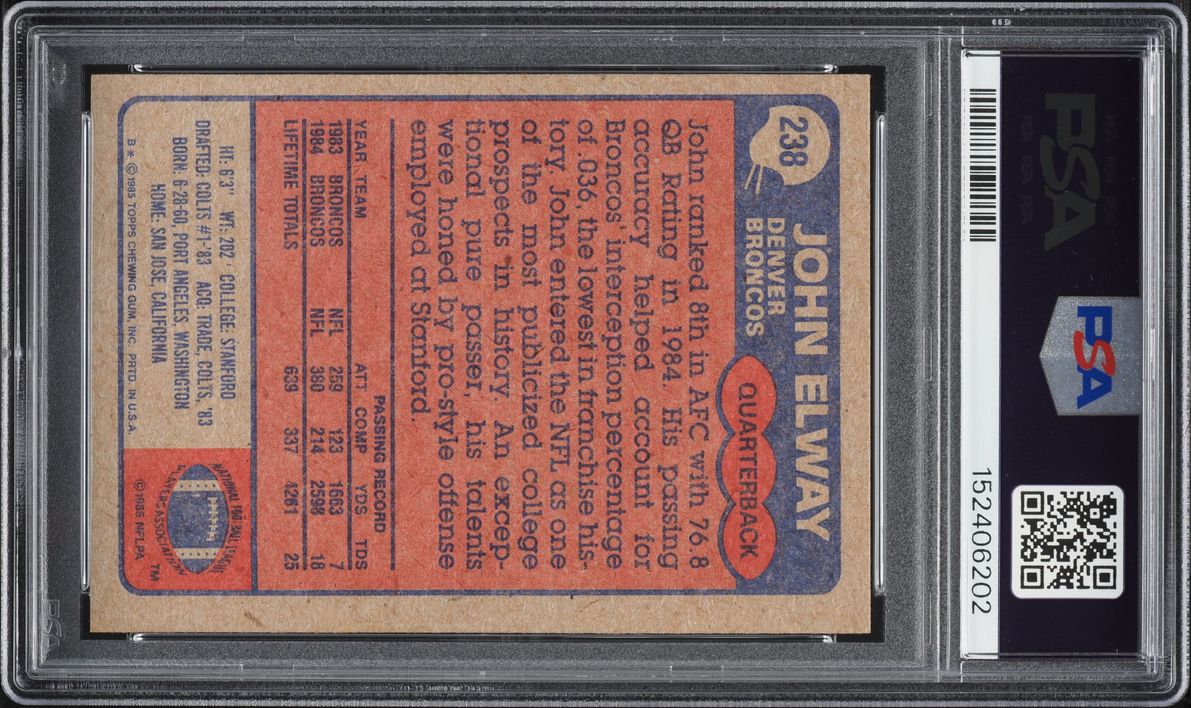 1985 Topps Football John Elway #238 PSA 7 NRMT