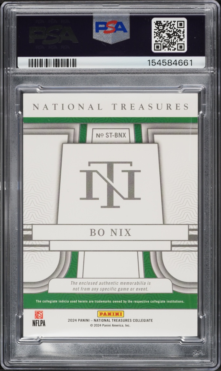 2024 National Treasures Collegiate Saturday Bo Nix ROOKIE PATCH /25 #ST-BNX PSA 8 NM-MT