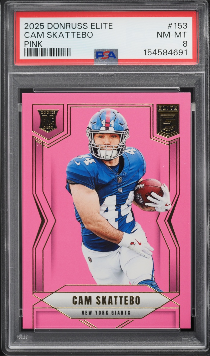 2025 Donruss Elite Pink Cam Skattebo ROOKIE #153 PSA 8 NM-MT