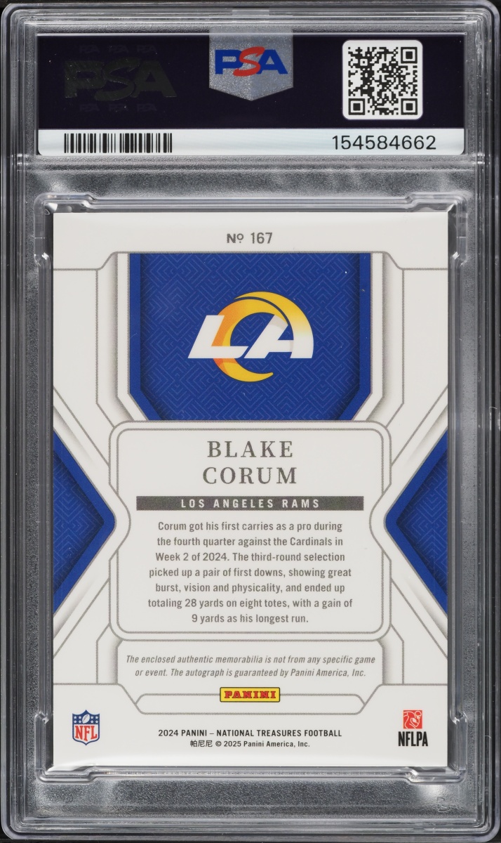 2024 National Treasures Blake Corum ROOKIE PATCH AUTO /99 #167 PSA 10 GEM MINT