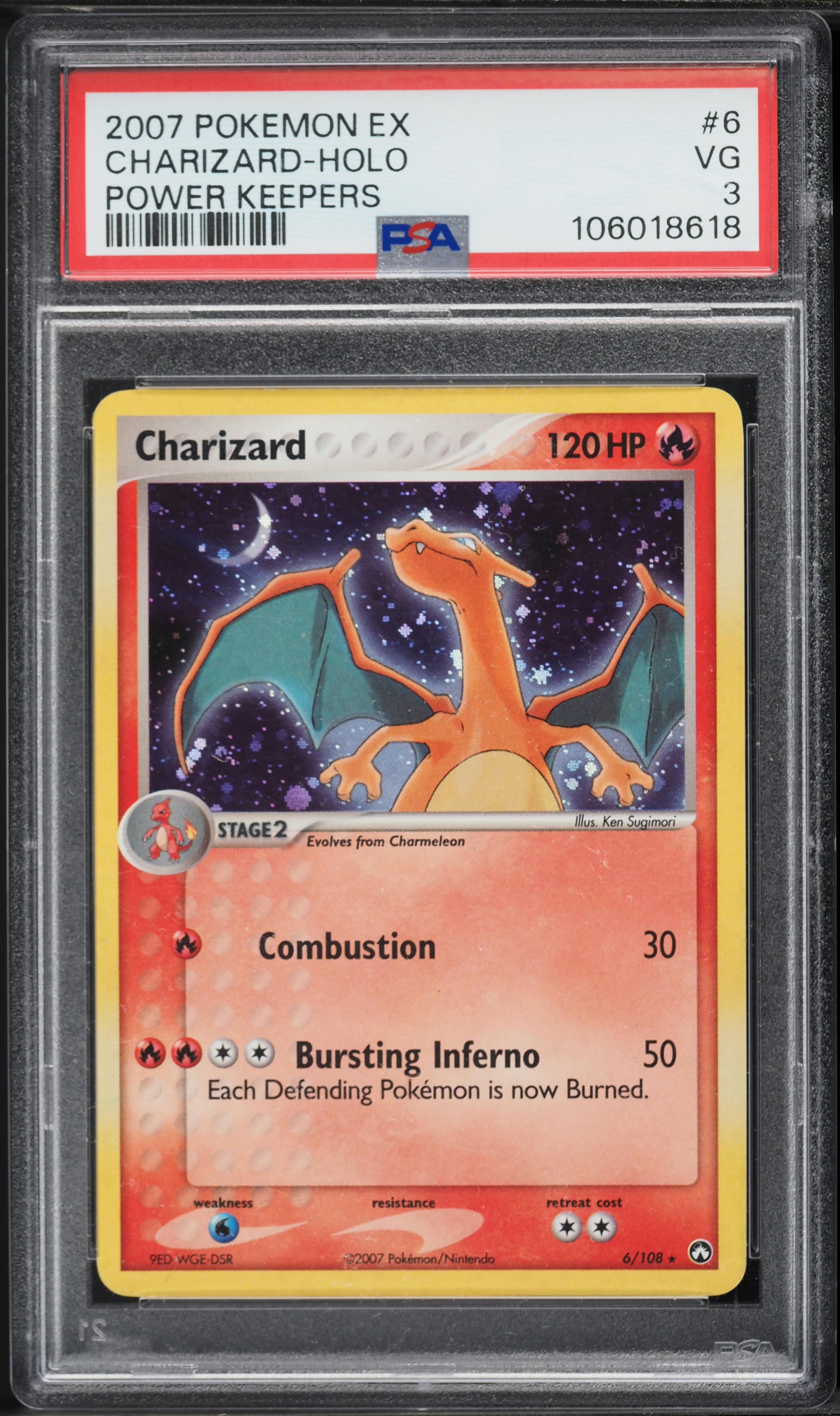 2007 Pokemon EX Power Keepers Holo Charizard #6 PSA 3 VG