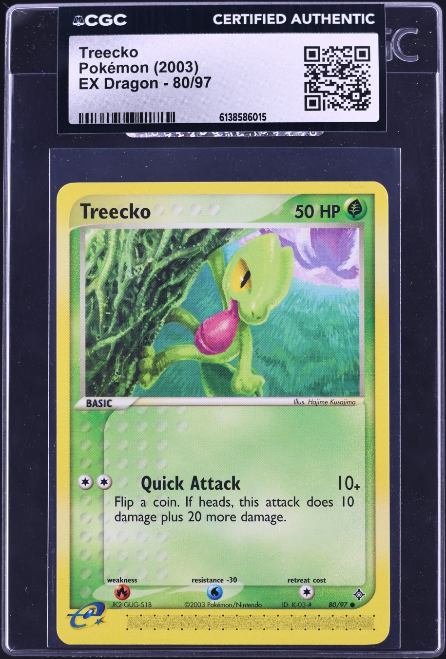 2003 Pokemon EX Dragon Treecko #80 CGC AUTH