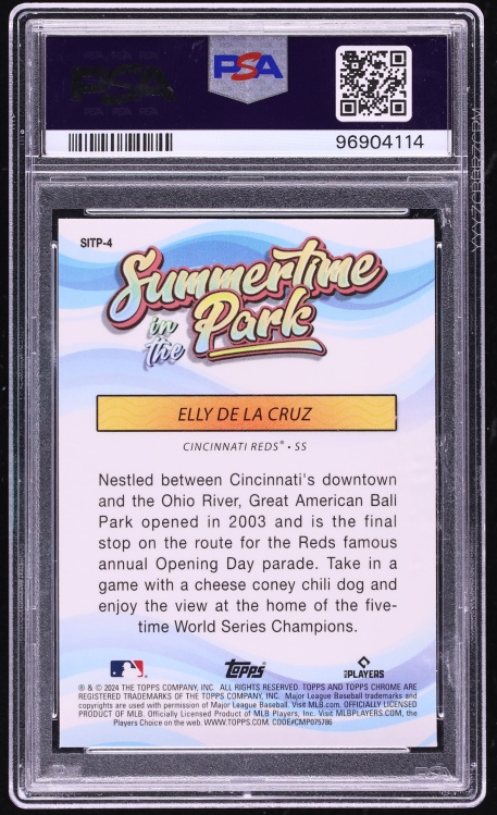 2024 Topps Chrome Summertime In The Park Elly De La Cruz ROOKIE #SITP-4 PSA 8 NM-MT