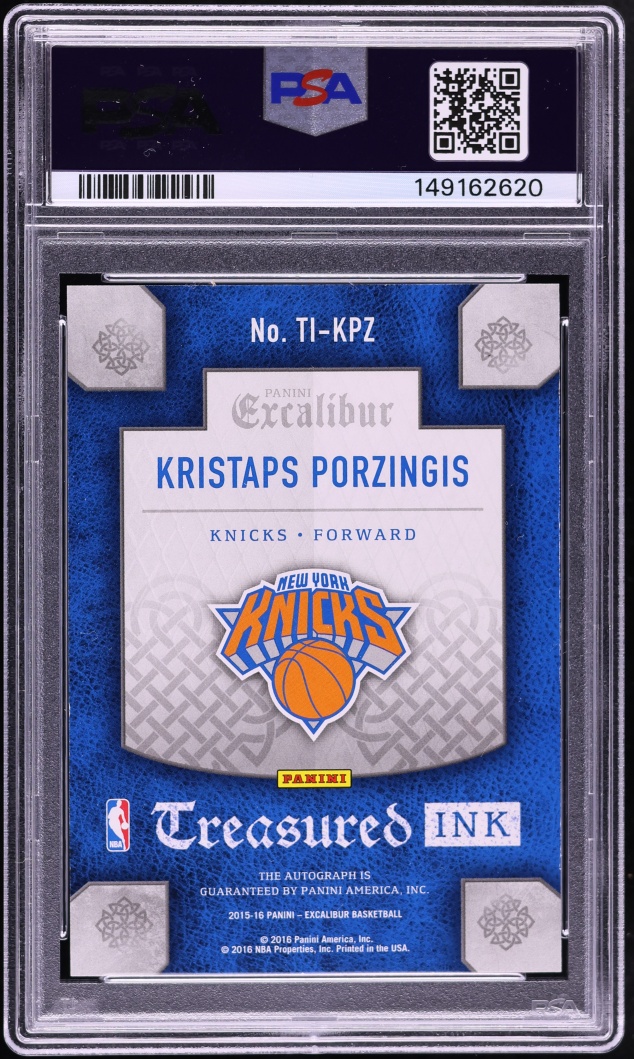2015 Panini Excalibur Treasured Ink Kristaps Porzingis ROOKIE AUTO DNA 10 /99 #TI-KPZ PSA 8
