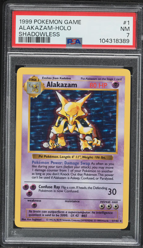 1999 Pokemon Base Set Shadowless 1st Edition Holo Alakazam #1 PSA