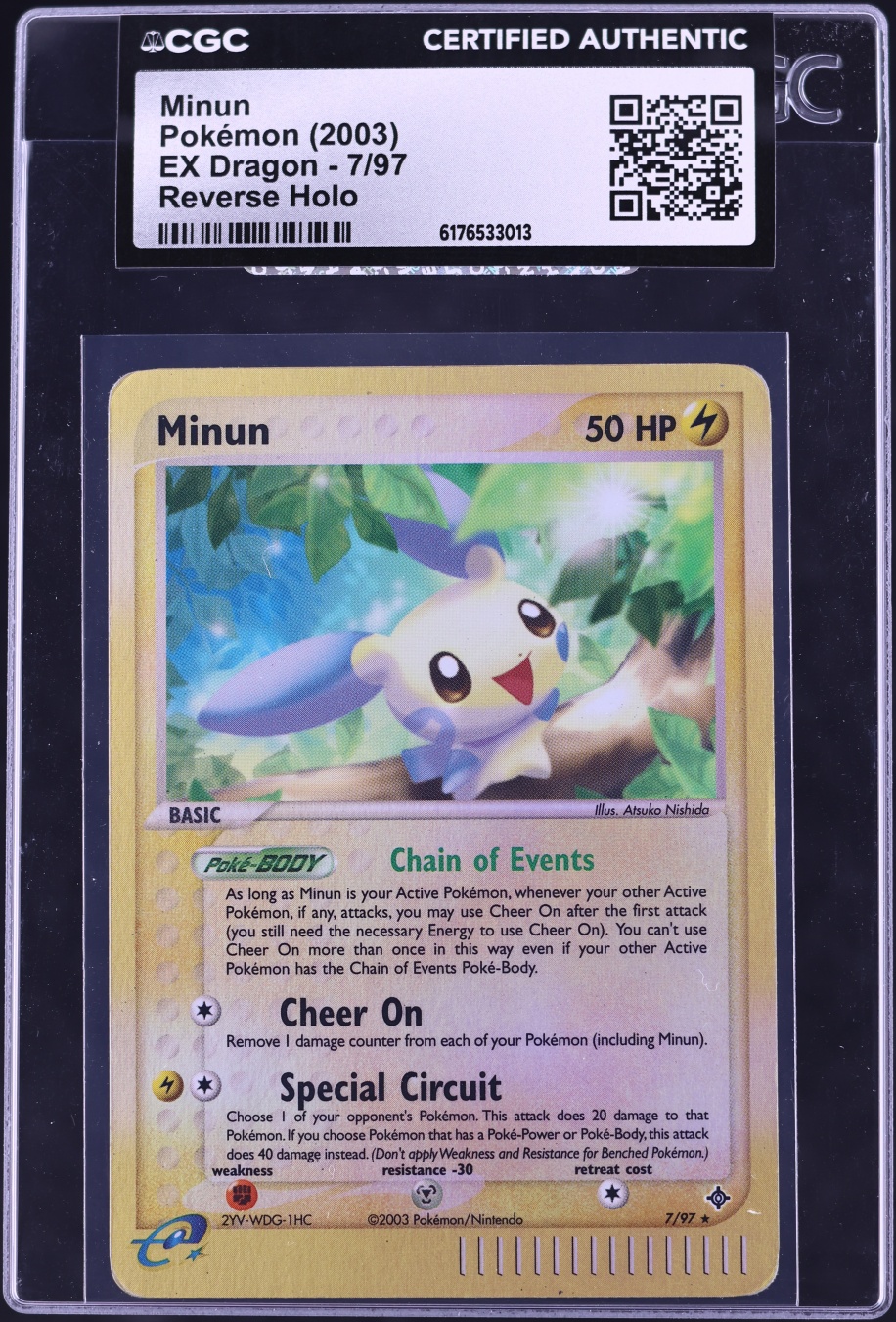 2003 Pokemon EX Dragon Reverse Holo Minun #7 CGC AUTH