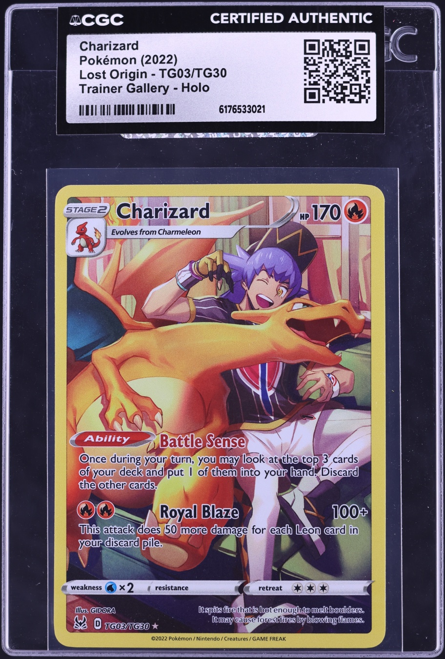 2022 Pokemon Sword & Shield Lost Origin CHR Charizard #TG03 CGC AUTH