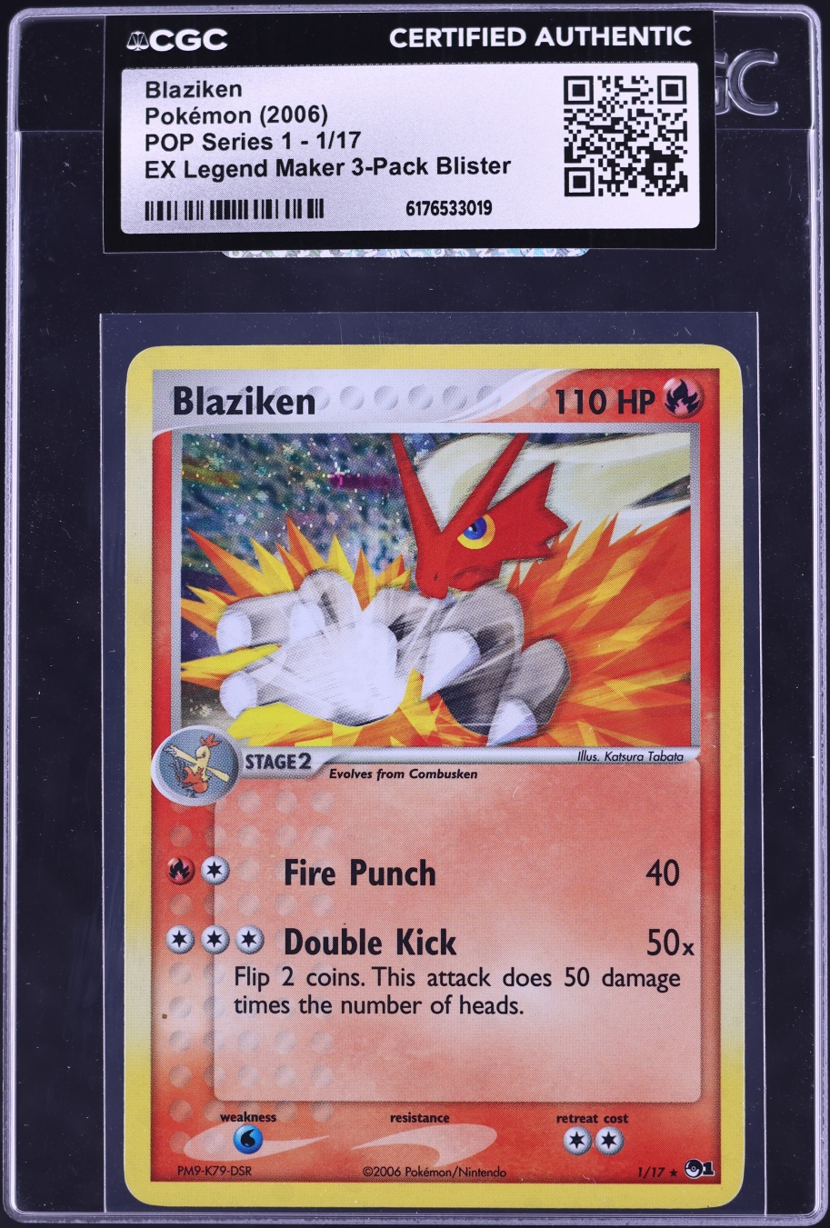 2006 Pokemon POP Series 1 EX Legend Maker 3-Pack Blister Blaziken #1 CGC AUTH