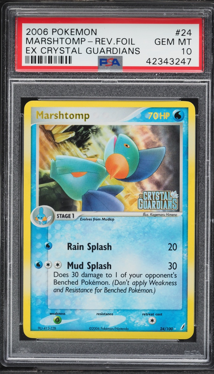 2006 Pokemon EX Crystal Guardians Reverse Holo Marshtomp #24 PSA 10 GEM MINT