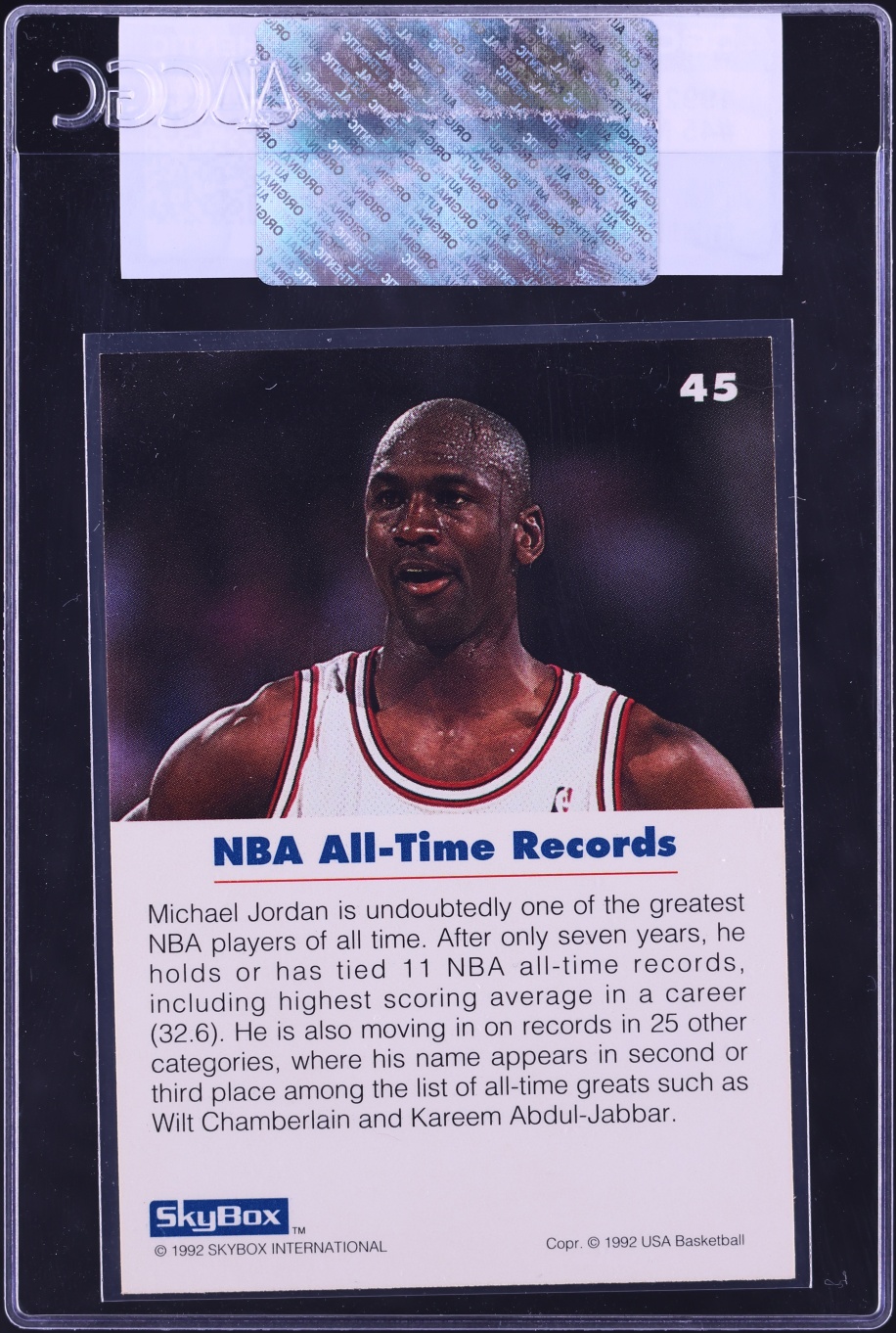 1992 Skybox USA Basketball Michael Jordan #45 CGC AUTH